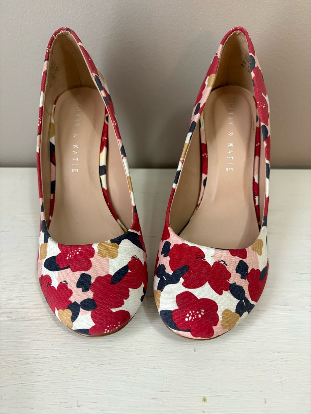 Kelly & Katie Red Floral Canvas Pumps